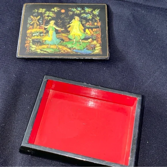 "Firebird" Russian Lacquer Box USSR Vintage Russia Black Trinket Fire-Bird